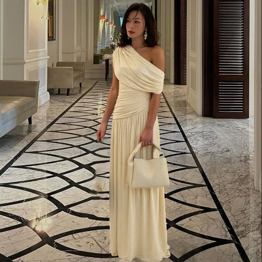 Shina | Elegant One Shoulder Evening Maxi Dress