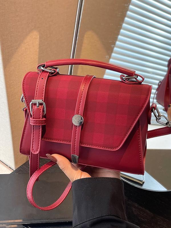 AVANLIE | Trendy Contrast Stitching Small Square Shoulder Bag