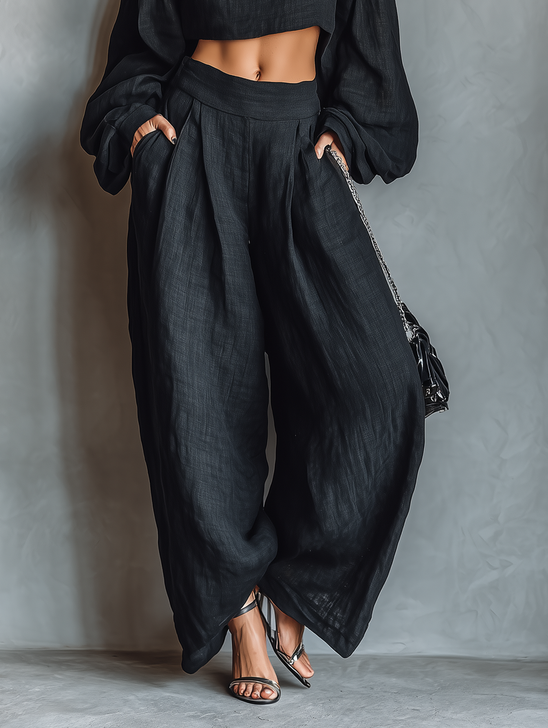 Matilda | Off-shoulder set with wide trousers