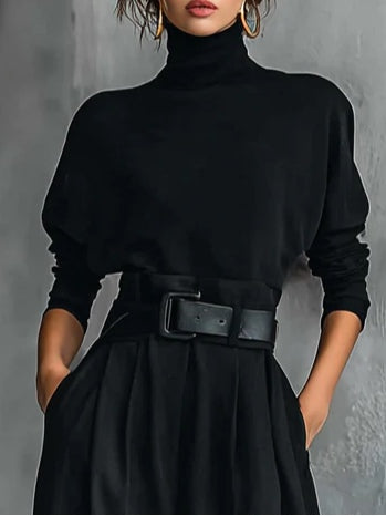 Lisa | Black 2-piece set with belt